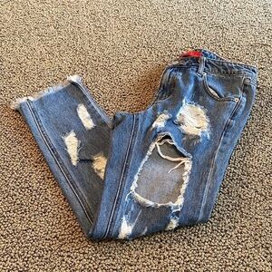 Caffeine Distressed Blue Jeans Size Small in EUC
